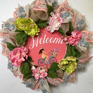 Welcome Bicycle Wreath